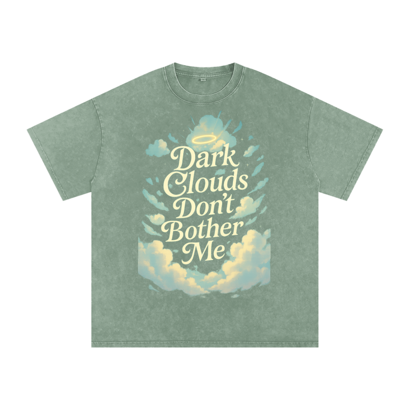 "Dark Clouds Don’t Bother Me" Acid Wash Oversized Tee