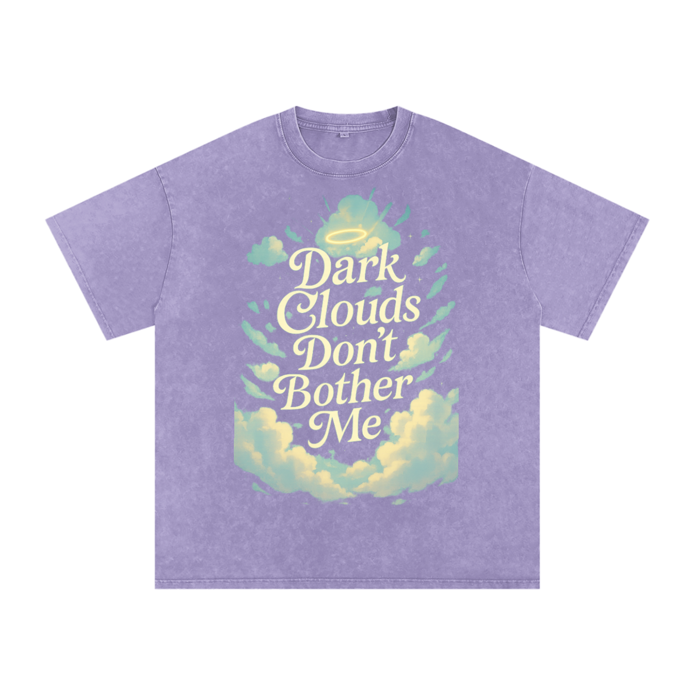 "Dark Clouds Don’t Bother Me" Acid Wash Oversized Tee