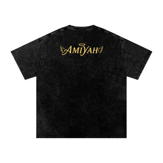 "Dark Clouds Don’t Bother Me" Acid Wash Oversized Tee