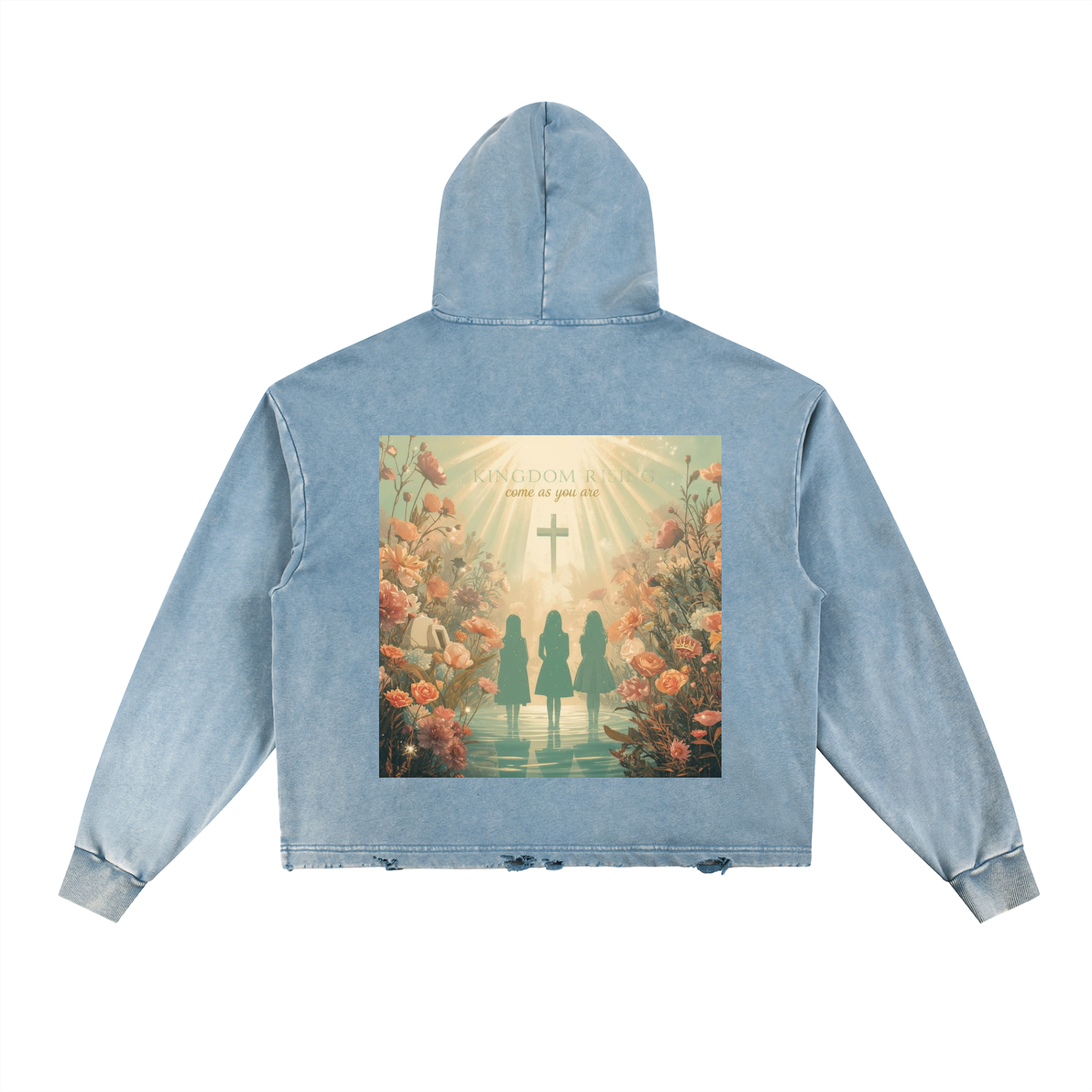 Kingdom Rising Vintage Washed Frayed-Hem Hoodie