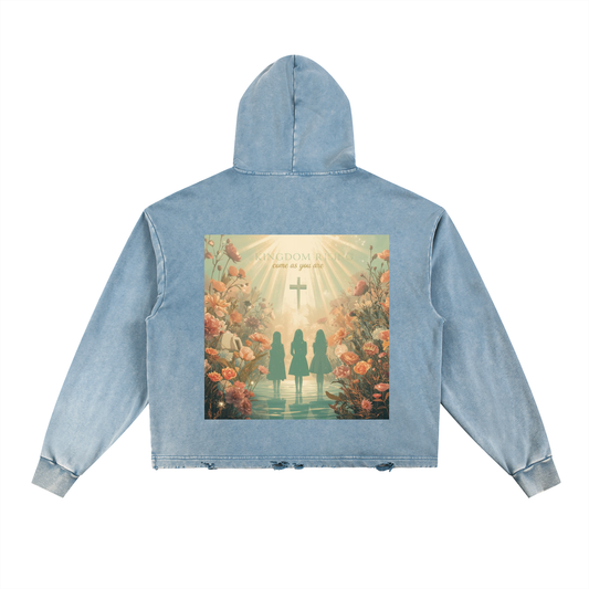 Kingdom Rising Vintage Washed Frayed-Hem Hoodie