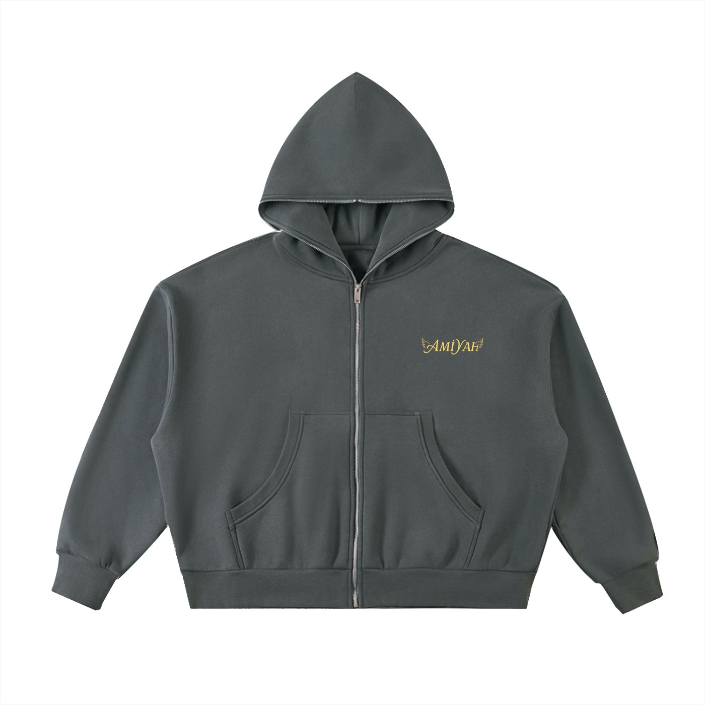 Fleeced Full-Zip Boxy Hoodie