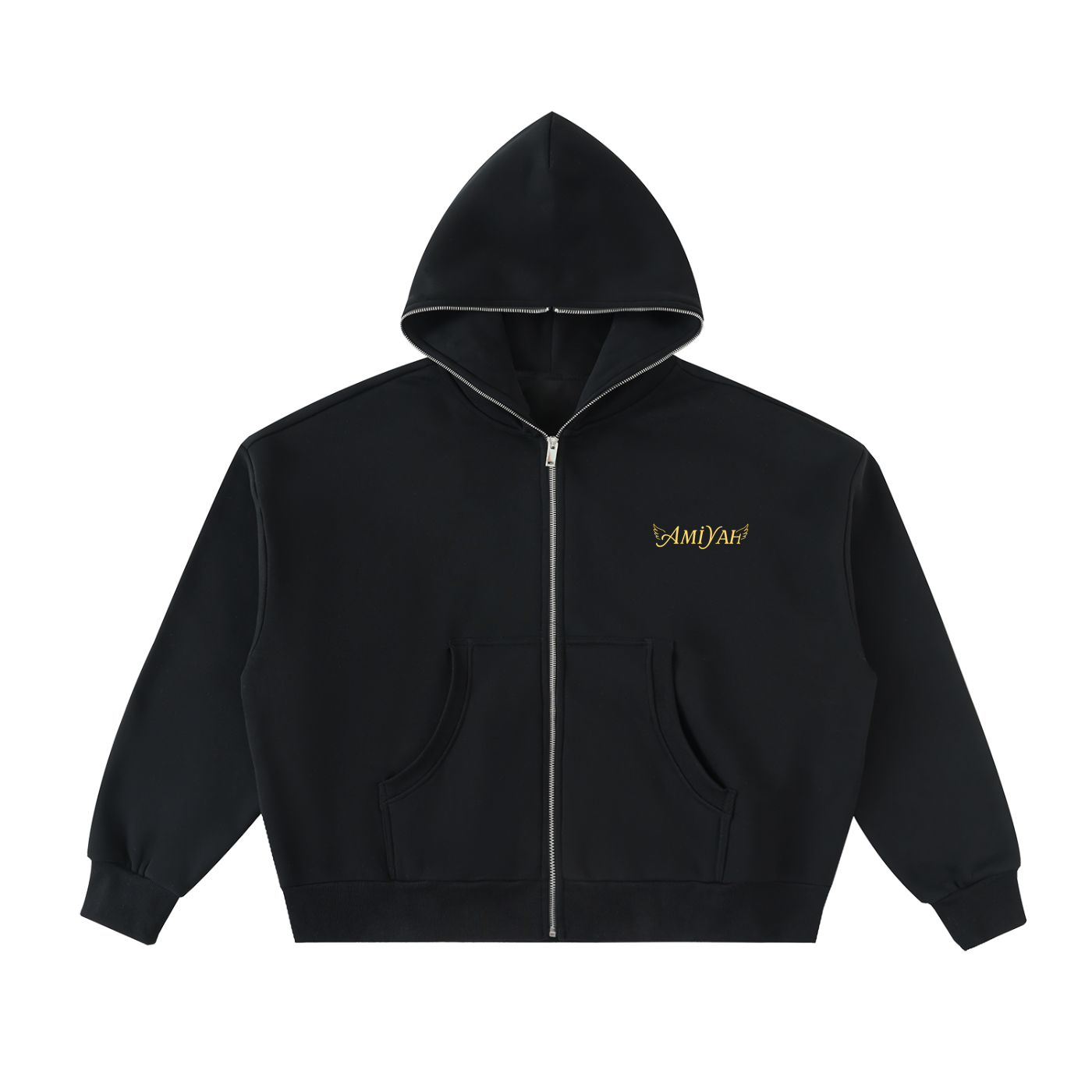 Fleeced Full-Zip Boxy Hoodie